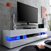Kirsten TV Stand In White With Gloss Fronts And LED