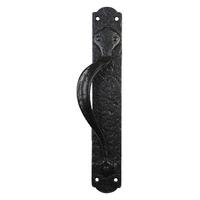 kirkpatrick 668 black antique style door handle on backplate 317mm