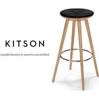 Kitson Barstool, Natural Wood and Black
