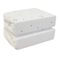 Kiddies Kingdom Deluxe 2 Pack Cotbed Jersey Fitted Sheet-Stars (142 x 70)