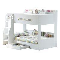 KIDS FLICK BUNK BED in White with Storage Drawer