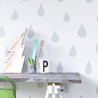 KIDS WALLPAPER Raindrops in Silver