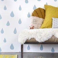 KIDS WALLPAPER Raindrops in Ice Blue