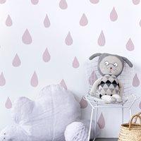 kids wallpaper raindrops in powder pink