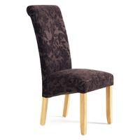 Kingston Floral Fabric Dining Chair Aubergine Oak Legs