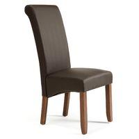Kingston Faux Leather Dining Chair Brown Walnut Legs