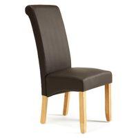 Kingston Faux Leather Dining Chair Brown Oak Legs