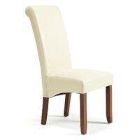 Kingston Faux Leather Dining Chair Cream Walnut Legs
