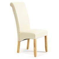 Kingston Faux Leather Dining Chair Cream Oak Legs