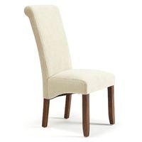Kingston Fabric Dining Chair Cream Walnut Legs