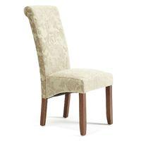 Kingston Floral Fabric Dining Chair Sage Walnut Legs