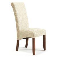Kingston Floral Fabric Dining Chair Cream Walnut Legs