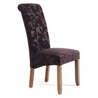 Kingston Floral Fabric Dining Chair Aubergine Walnut Legs