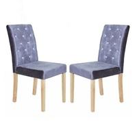kilcon dining chair in silver velvet and diamante in a pair
