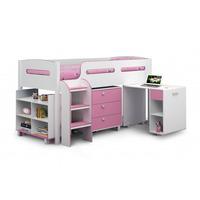 Kimbo Children Cabin Bed In White and Soft Pink