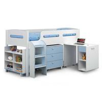 kimbo bunkbed cabin bed in blue with storage