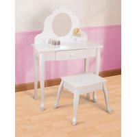 KIDS VANITY TABLE AND STOOL in White