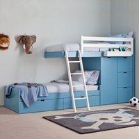 kids 3 tier train bed with wardrobe storage