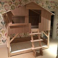kids treehouse bunkbed in natural pine mdf