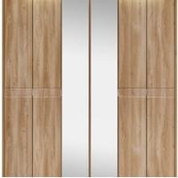 Kingstown Ocean Oak Wardrobe - 6 Door Bi Fold with Centre Mirror Cornice Tall