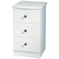 kingston white bedside cabinet 3 drawer locker