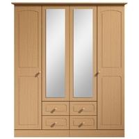 Kingstown Aylesbury Oak Wardrobe - 4 Door 4 Drawer with Centre Mirror