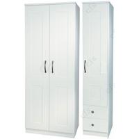 Kingston White Triple Wardrobe - Plain with 2 Drawer