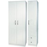 kingston white triple wardrobe tall plain with 2 drawer