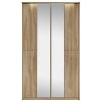 Kingstown Ocean Oak Wardrobe - 4 Door Bi Fold with Centre Mirror Cornice Tall