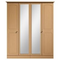Kingstown Aylesbury Oak Wardrobe - 4 Door with Centre Mirror and Corince Tall