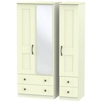 kingston cream triple wardrobe with drawer and mirror