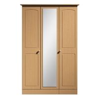 kingstown aylesbury oak wardrobe 3 door with centre mirror and cornice ...
