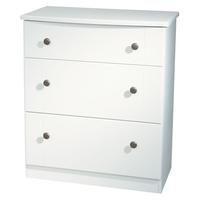 kingston white chest of drawer 3 drawer deep