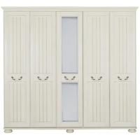 kingstown signature washed cream wardrobe 5 door with centre mirror ta ...