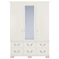 kingstown signature washed cream wardrobe 3 door and 6 drawer with cen ...