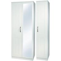 Kingston White Triple Wardrobe with Mirror