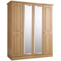 Kingstown Toledo Oak Wardrobe - 4 Door with Centre Mirror
