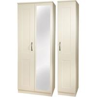 Kingston Cream Triple Wardrobe - Tall with Mirror