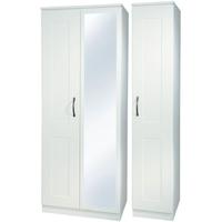 Kingston White Triple Wardrobe - Tall with Mirror