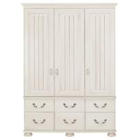 kingstown signature washed cream wardrobe 3 door and 6 drawer with com ...