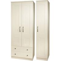 Kingston Cream Triple Wardrobe - Tall with 2 Drawer