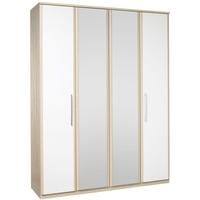 Kingstown Azure White Wardrobe - Tall 4 Door Bi Fold with Centre Mirror and Cornice