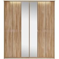 Kingstown Ocean Oak Wardrobe - 6 Door Bi Fold with Centre Mirror and Light Cornice Tall