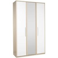 Kingstown Azure White Wardrobe - Tall 3 Door Bi Fold with Centre Mirror and Cornice