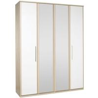 Kingstown Azure White Wardrobe - Tall 4 Door with Centre Mirror and Cornice