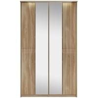 Kingstown Ocean Oak Wardrobe - 4 Door Bi Fold with Centre Mirror and Light Cornice Tall