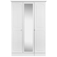 Kingstown Aylesbury White Wardrobe - 3 Door with Centre Mirror and Cornice