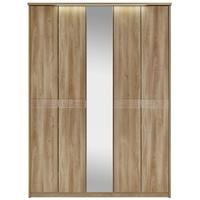 Kingstown Ocean Oak Wardrobe - 5 Door Bi Fold with Centre Mirror and Light Cornice Tall
