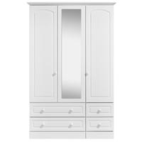 kingstown aylesbury white wardrobe 3 door 4 drawer with centre mirror