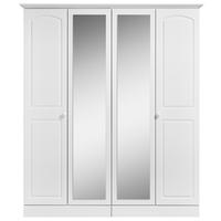 Kingstown Aylesbury White Wardrobe - 4 Door with Centre Mirror and Cornice